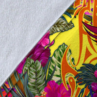 Polynesian Blankets - Vanuatu Symbols With Hibiscus - Polynesian Pride