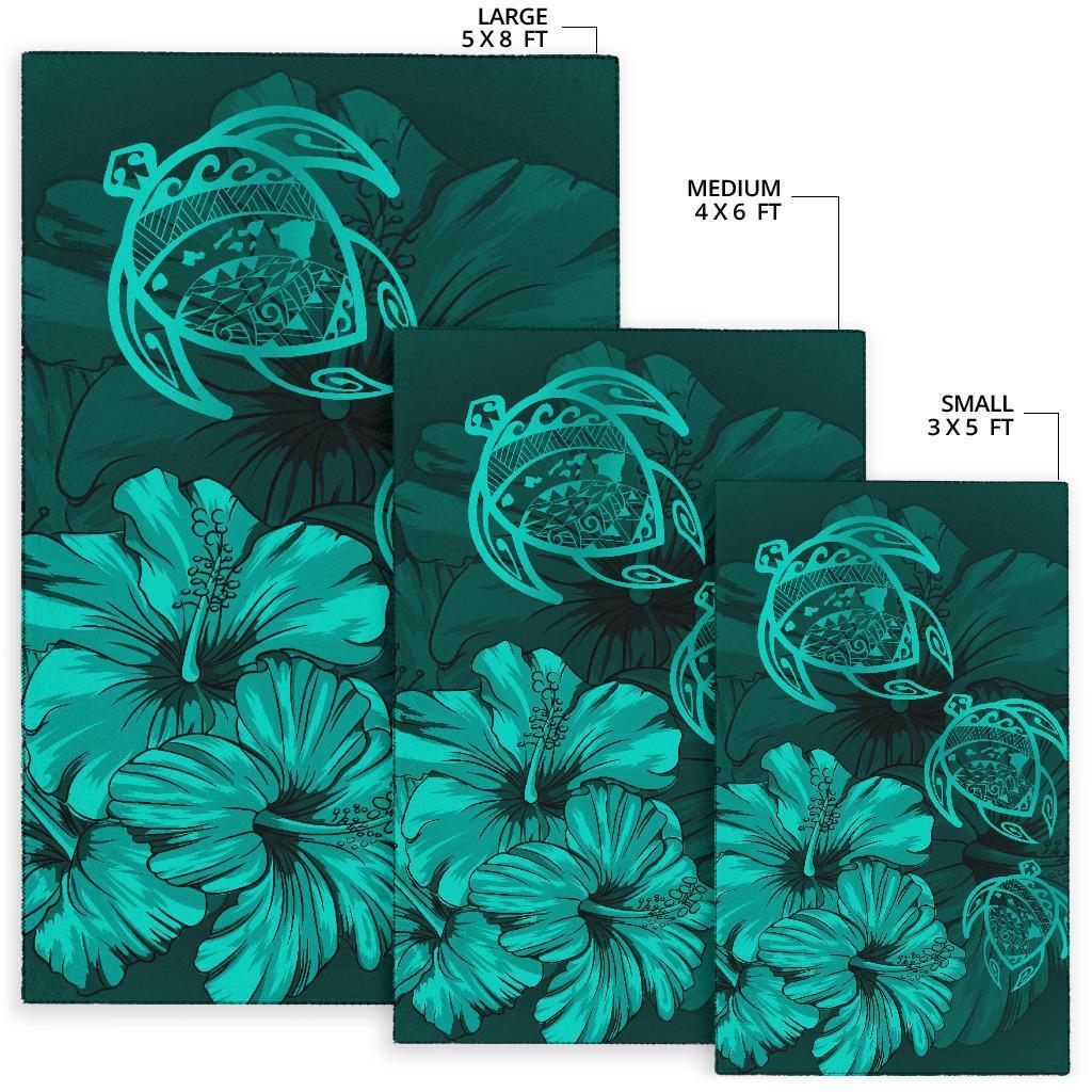 Hawaiian Map Hibiscus Flowers Vintage Polynesian Rug AH - Polynesian Pride