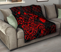 Turtle Hibiscus Map Red Premium Quilt - Polynesian Pride