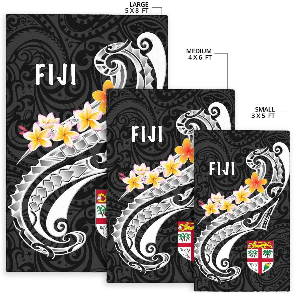 Fiji Area Rug - Fiji Seal Polynesian Patterns Plumeria (Black) - Polynesian Pride