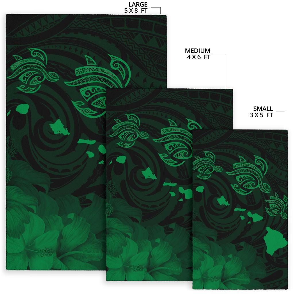 Hawaii Turtle Hibiscus Map Polynesian Area Rug AH - Polynesian Pride