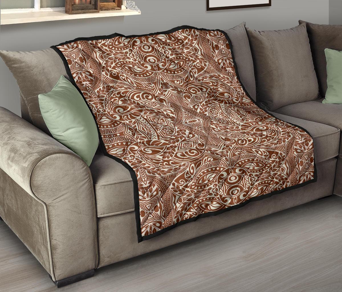 Polynesian Tribal Premium Quilt Brown - Polynesian Pride