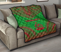 Vanuatu Premium Quilt - Vanuatu Coat Of Arms Polynesian Chief Green Version - Polynesian Pride