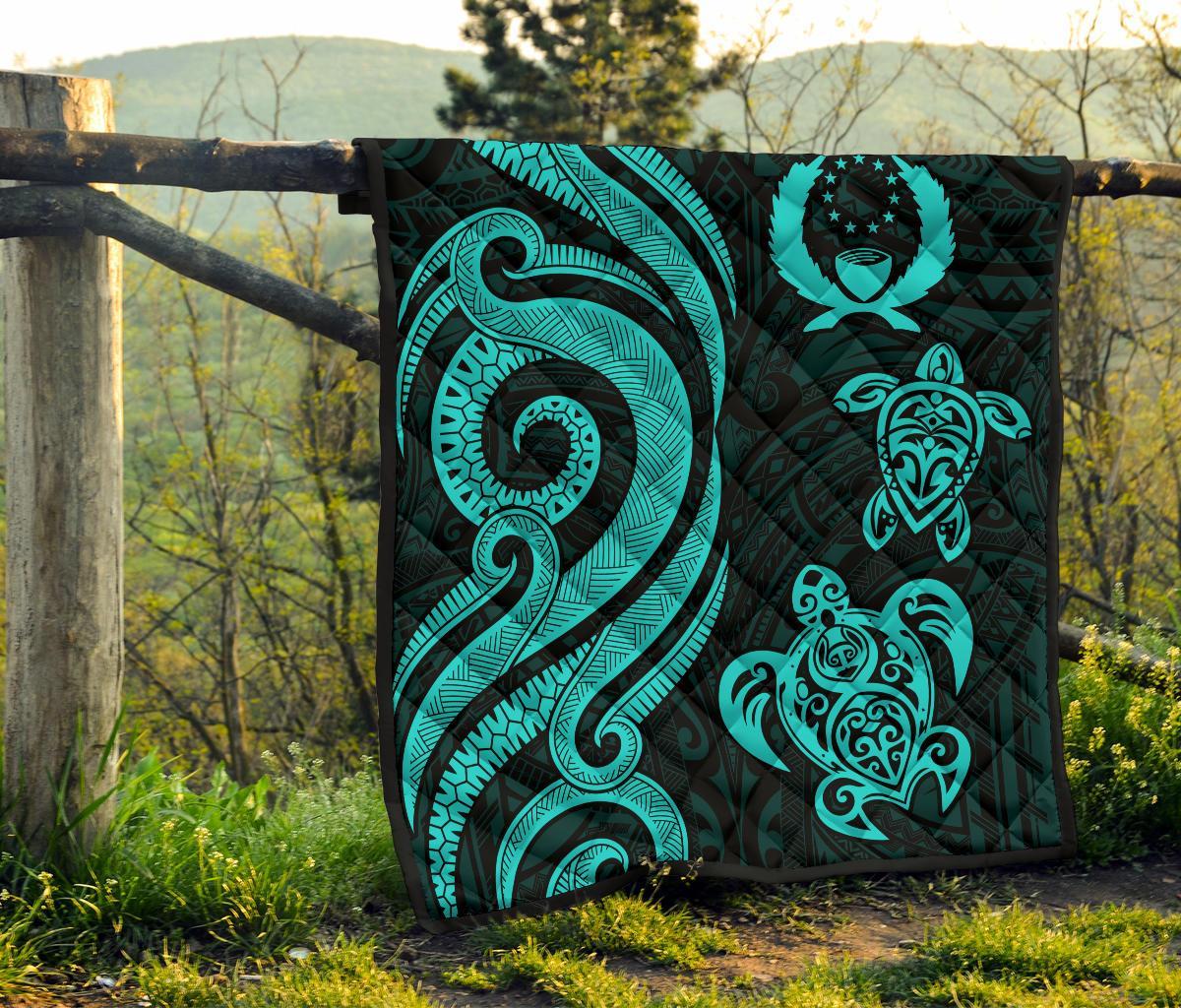 Pohnpei Premium Quilt - Turquoise Tentacle Turtle - Polynesian Pride