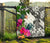 Nauru Premium Quilt White - Turtle Plumeria Banana Leaf - Polynesian Pride