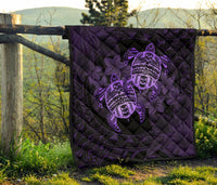 Hawaii Premium Quilt - Turtle Strong Pattern Hibiscus Plumeria Violet AH - Polynesian Pride