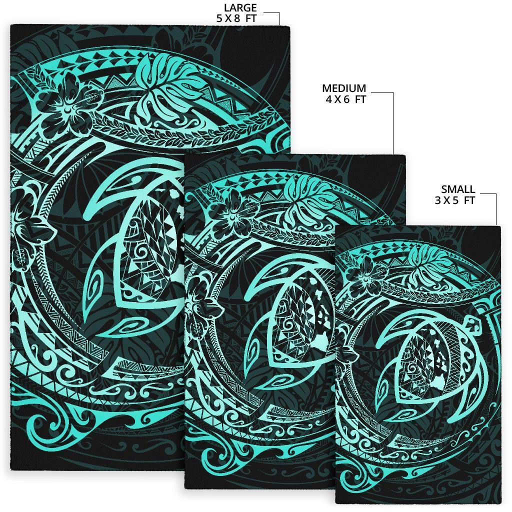 Hawaiian Map Turtle Polynesian Circle Rug AH - Polynesian Pride