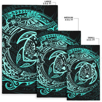 Hawaiian Map Turtle Polynesian Circle Rug AH - Polynesian Pride