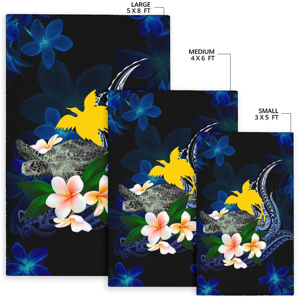 Papua New Guinea Polynesian Area Rug - Turtle With Plumeria Flowers - Polynesian Pride