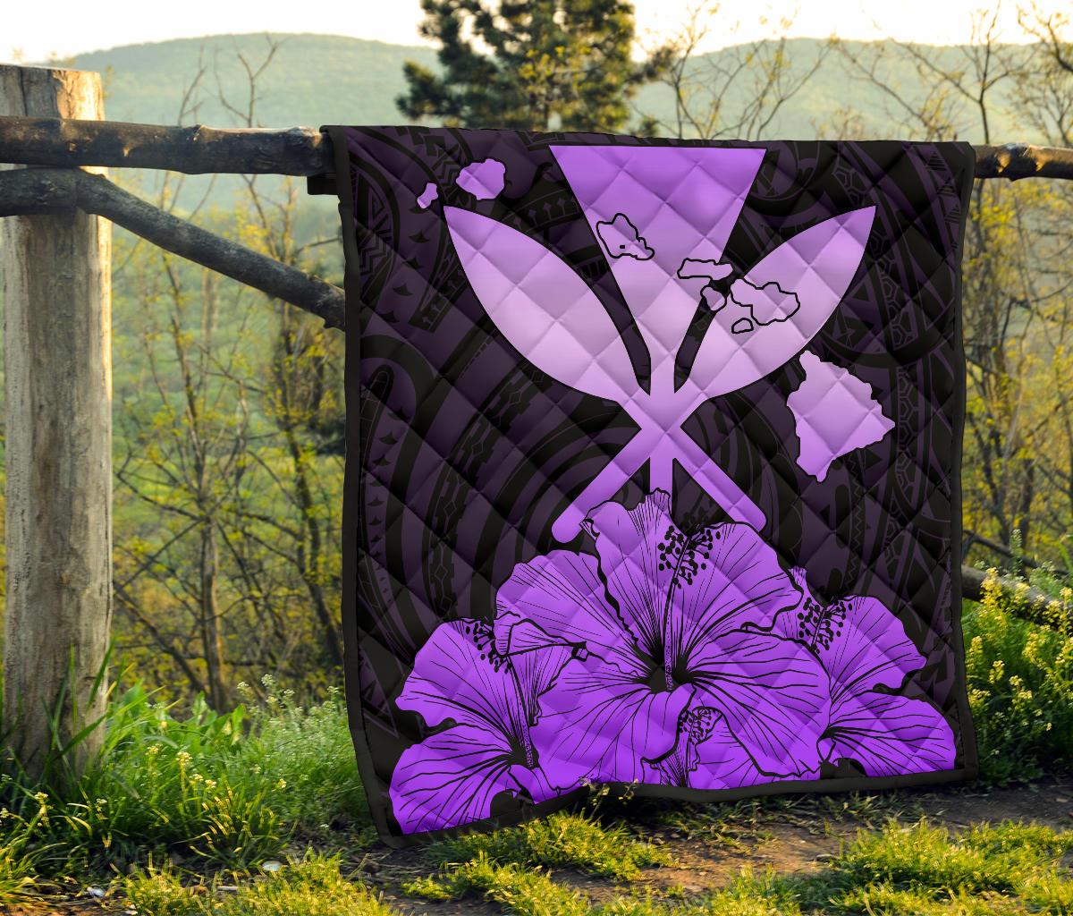 Hawaiian Kanaka Premium Quilt Hibiscus Polynesian Love Violet - Polynesian Pride