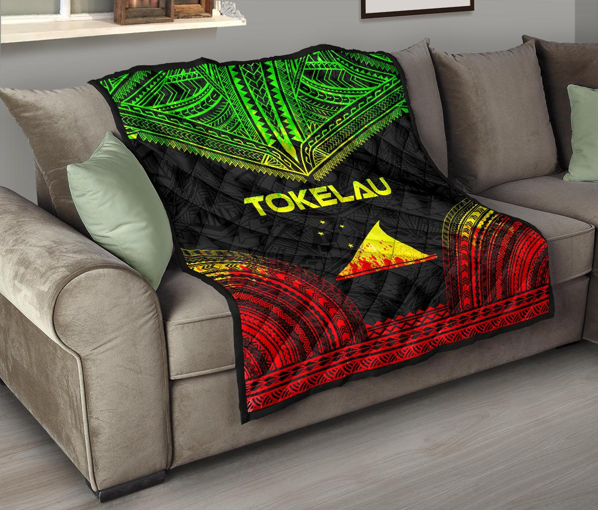 Tokelau Premium Quilt - Tokelau Flag Polynesian Chief Reggae Version - Polynesian Pride