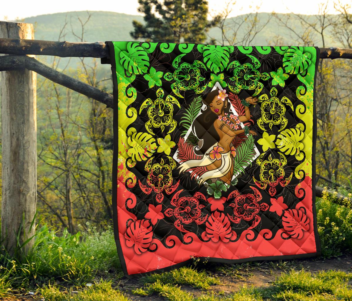 Hawaii Polynesian Premium Quilt - Hawaiian Dancing Girl Reggae - Polynesian Pride