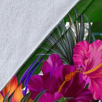 Marshall Islands Premium Blanket White - Turtle Plumeria Banana Leaf Crest - Polynesian Pride