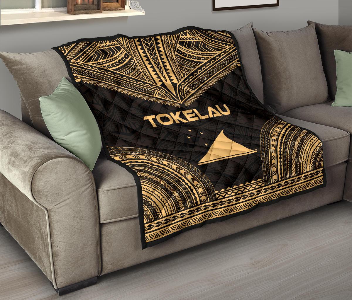 Tokelau Premium Quilt - Tokelau Flag Polynesian Chief Gold Version - Polynesian Pride