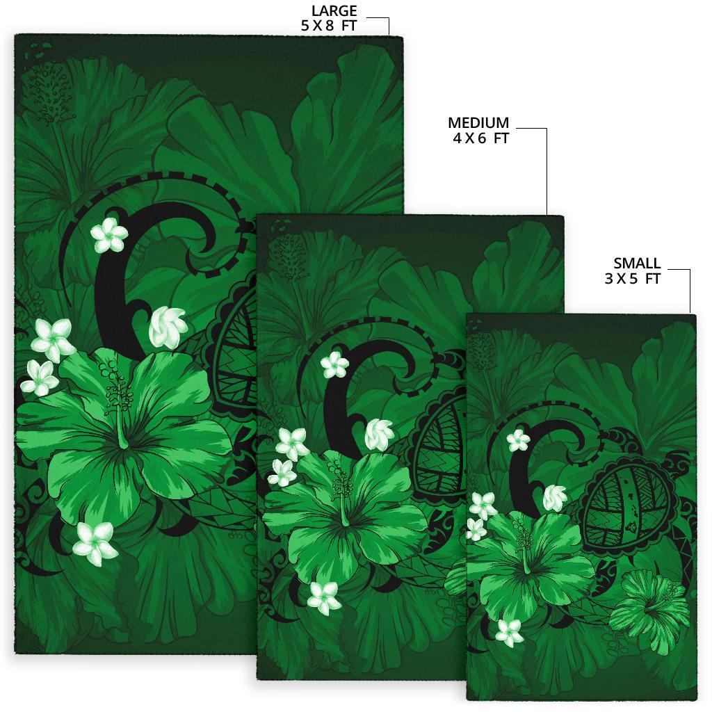 Hawaii Turtle Map Hibiscus Plumeria - Green - Polynesian Pride