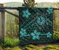 Hawaii Mix Polynesian Turtle Plumeria Premium Quilt - AH - Nick Style - Turquoise - Polynesian Pride