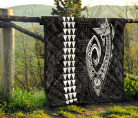 Hawaii Kakau Makau Fish Hook Polynesian Premium Quilt - White - Polynesian Pride