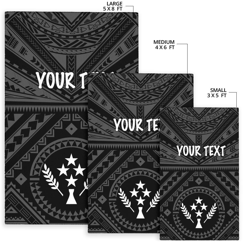 Kosrae Personalised Area Rug - Kosrae Flag In Polynesian Tattoo Style (Black) - Polynesian Pride