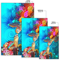Marshall Islands Area Rug - Sea Turtle Coral Treasure - Polynesian Pride