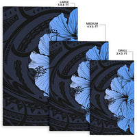 Royal Hibiscus Polynesian Tribal Area Rug Blue AH - Polynesian Pride