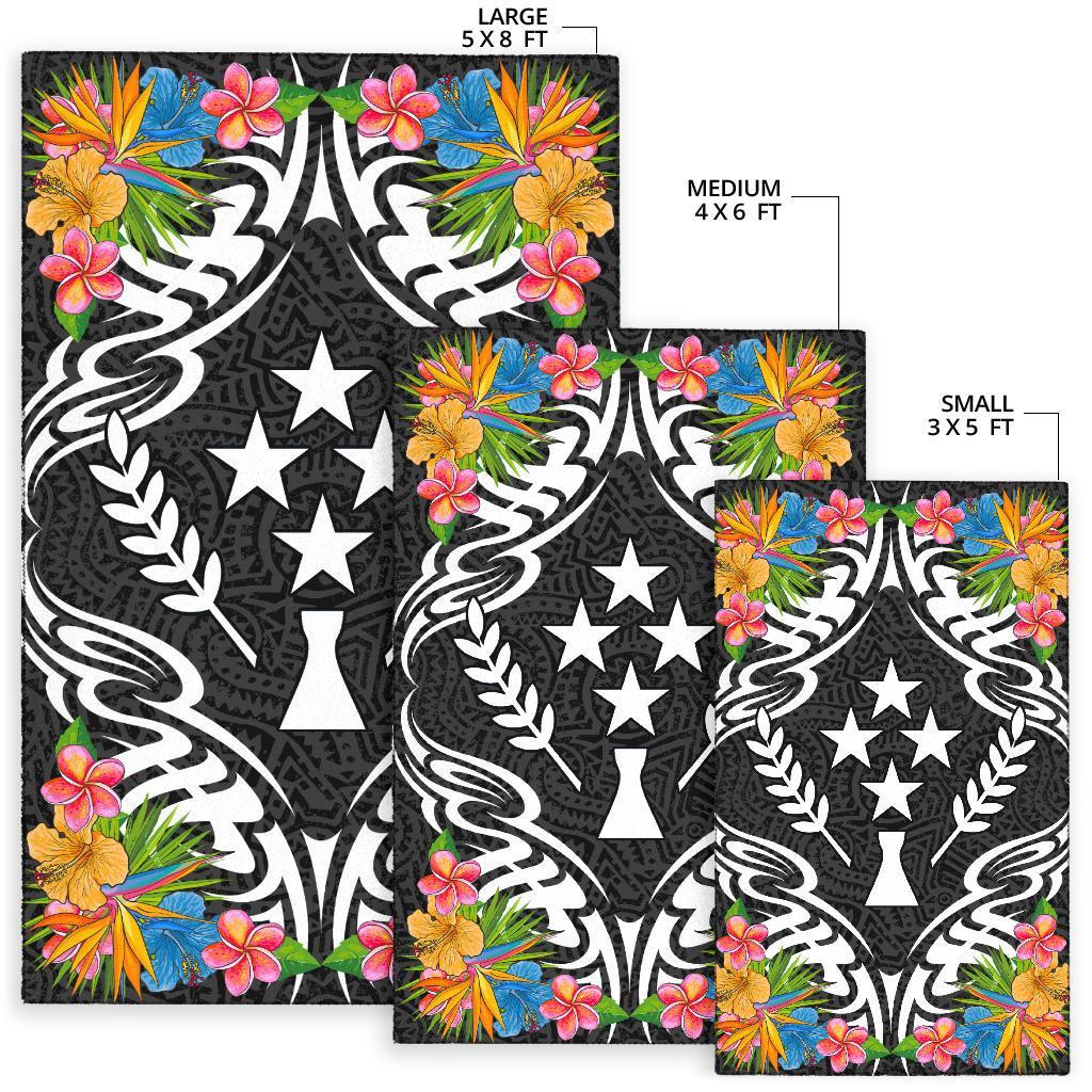 Kosrae State Area Rug - Coat OfArmsWith Tropical Flowers - Polynesian Pride