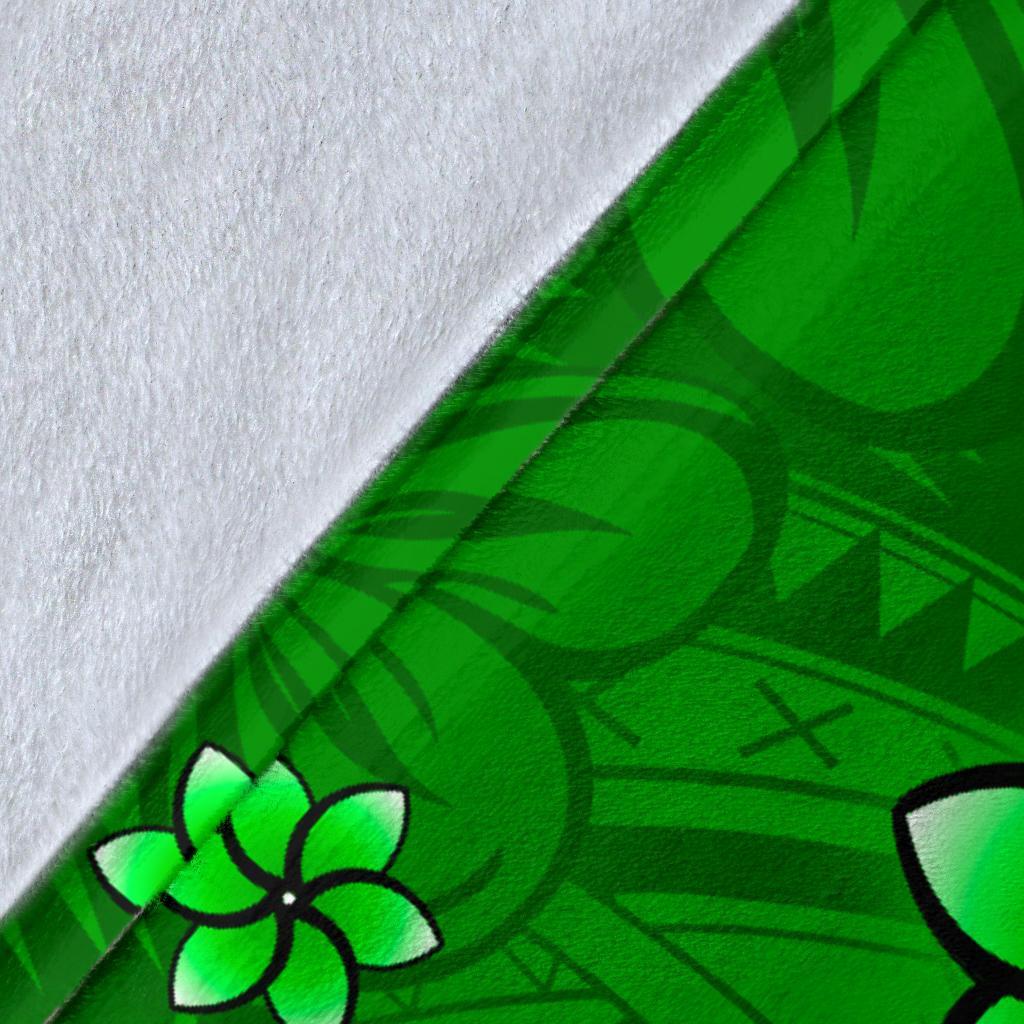 Samoa Premium Blanket - Turtle Plumeria (Green) - Polynesian Pride