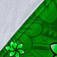 Samoa Premium Blanket - Turtle Plumeria (Green) - Polynesian Pride
