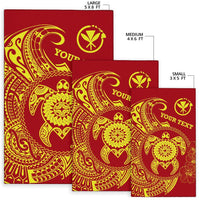 Hawaii Polynesian Personalised Area Rug - Vintage Polynesian Turtle (Red) - Polynesian Pride