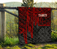 Tahiti Premium Quilt - Tahiti Seal In Heartbeat Patterns Style (Red) - Polynesian Pride