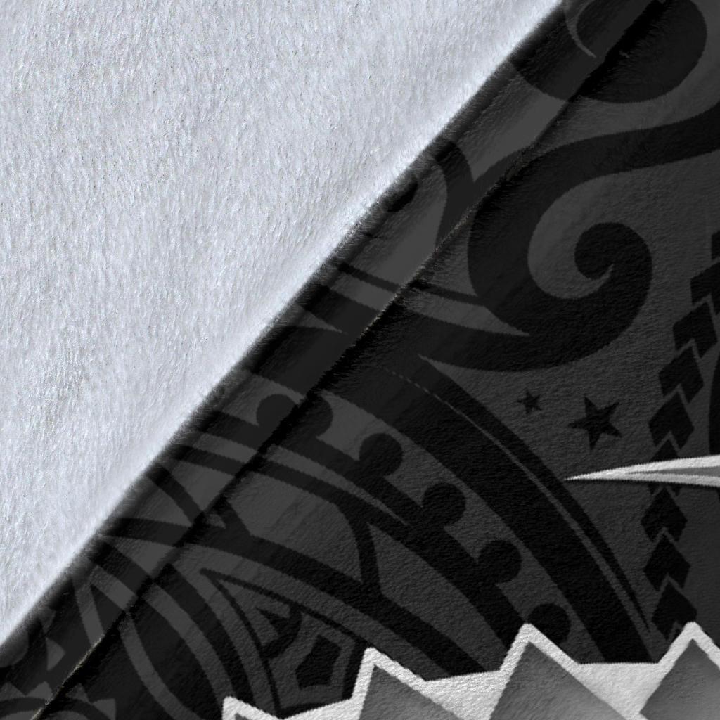 Papua New Guinea Custom Personalised Premium Blanket - PNG Seal Polynesian Patterns Plumeria (Black) - Polynesian Pride