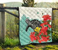 Hawaii Turle Sea Hibiscus Premium Quilt - Polynesian Pride