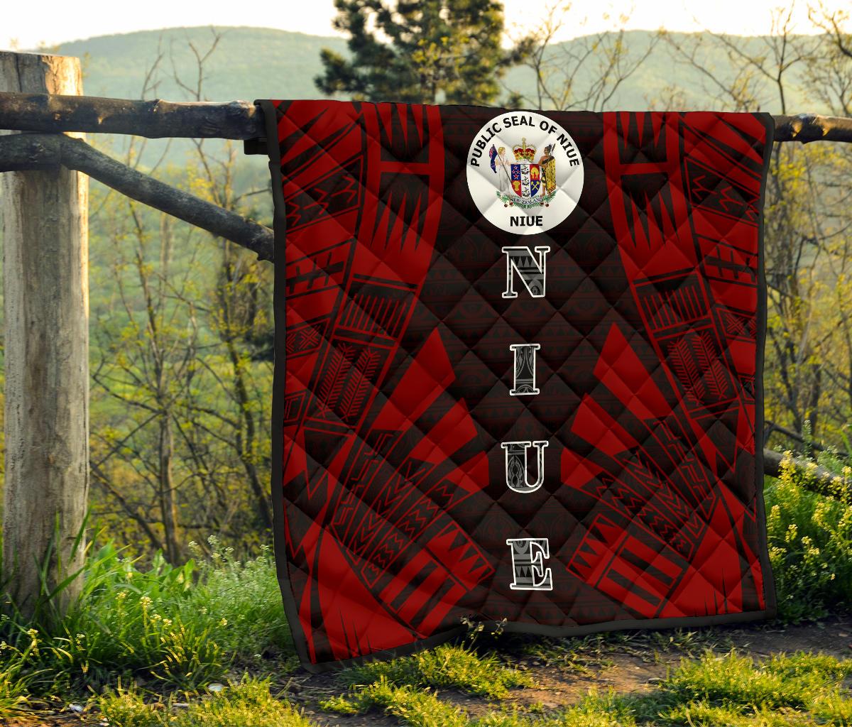 Niue Premium Quilt - Niue Seal Polynesian Red Tattoo - Polynesian Pride