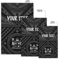 Fiji Personalised Area Rug - Fiji Seal With Polynesian Tattoo Style ( Black) - Polynesian Pride