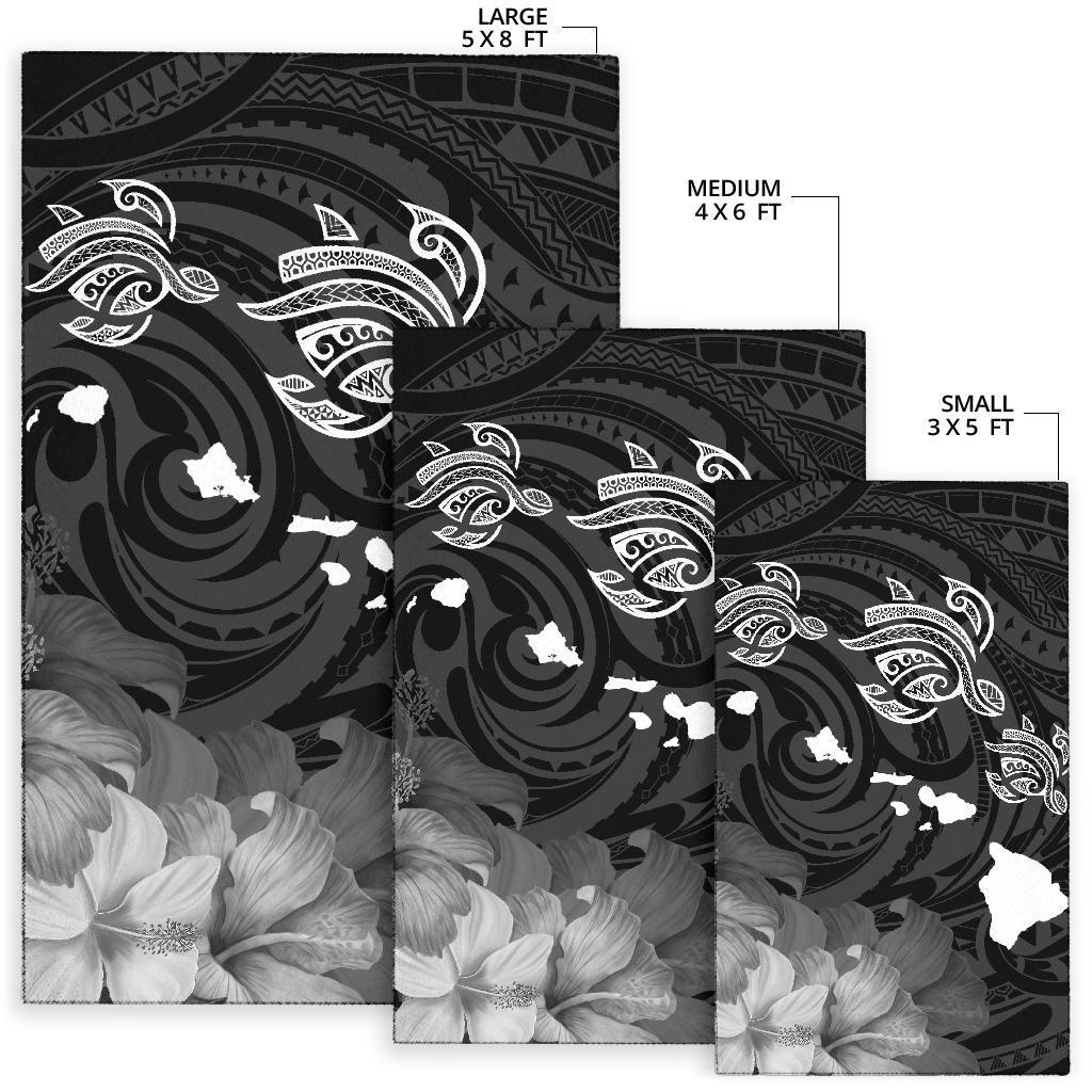 Hawaii Turtle Hibiscus Map Polynesian Area Rug AH - Polynesian Pride
