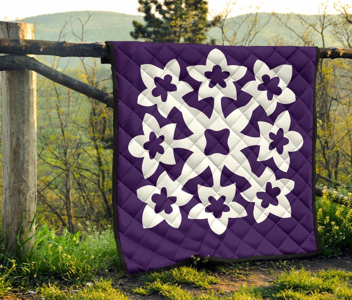 Hawaiian Premium Quilt Royal Pattern - Purple - A1 Style - Polynesian Pride
