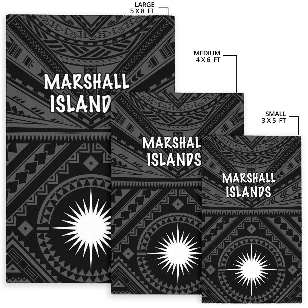 Marshall Area Rug - Marshall Seal With Polynesian Tattoo Style ( Black) - Polynesian Pride