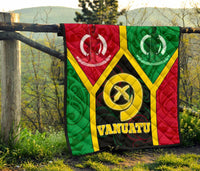 Vanuatu Polynesian Premium Quilt - Vanuatu Flag and Coat Of Arms - Polynesian Pride