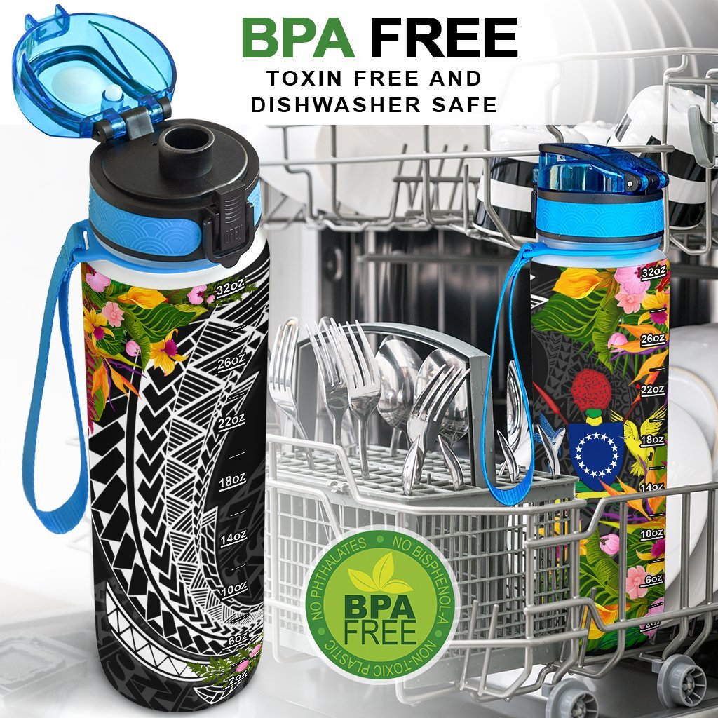 Cook Islands Hydro Tracking Bottle - Seal Spiral Polynesian Patterns - Polynesian Pride