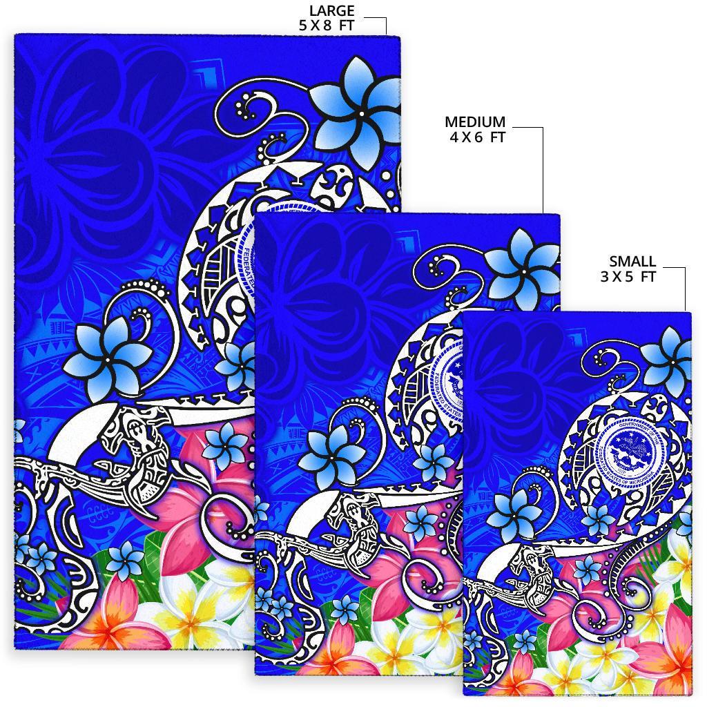 FSM Area Rug - Turtle Plumeria (Blue) - Polynesian Pride