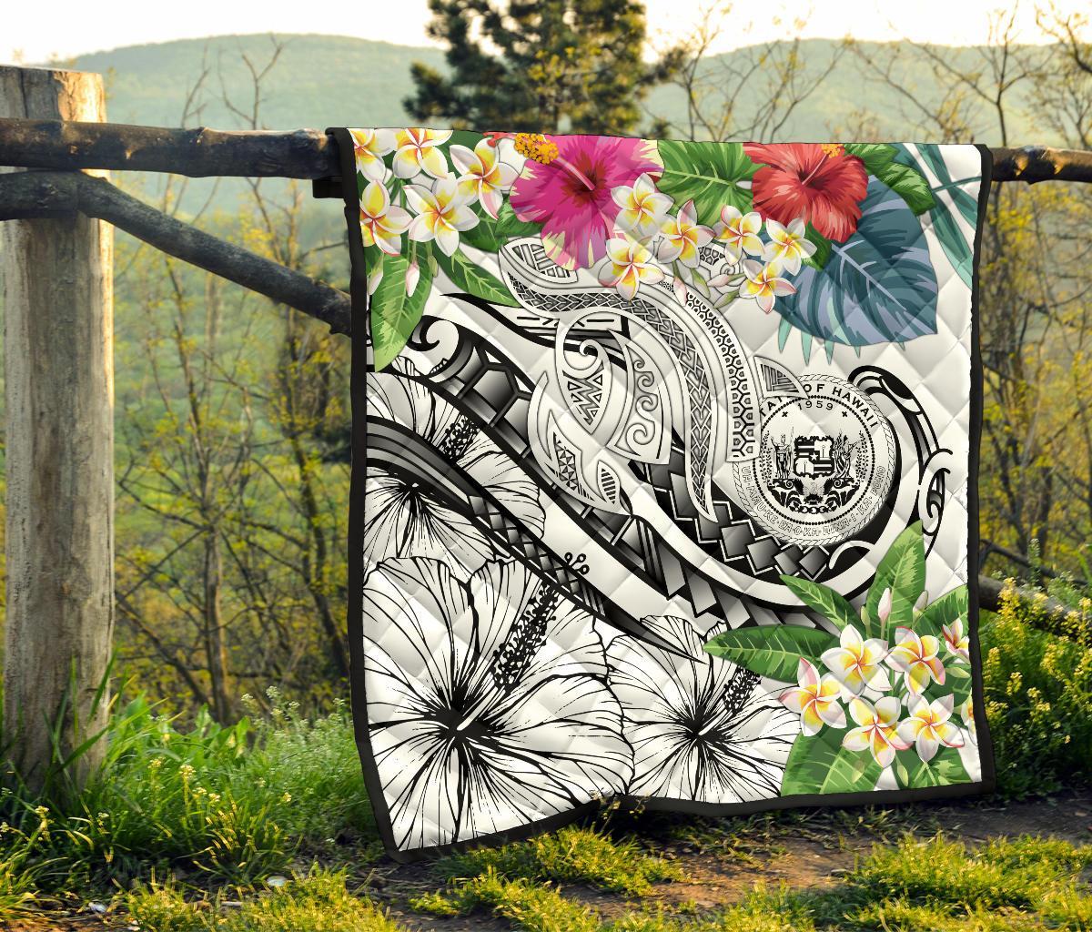 Polynesian Hawaii Premium Quilt - Summer Plumeria (White) - Polynesian Pride