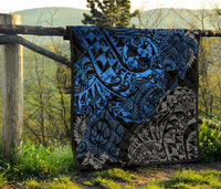 Tonga Polynesian Premium Quilt - Blue Turtle Flowing - Polynesian Pride