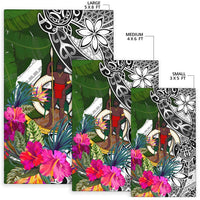 Vanuatu Area Rug White - Turtle Plumeria Banana Leaf - Polynesian Pride