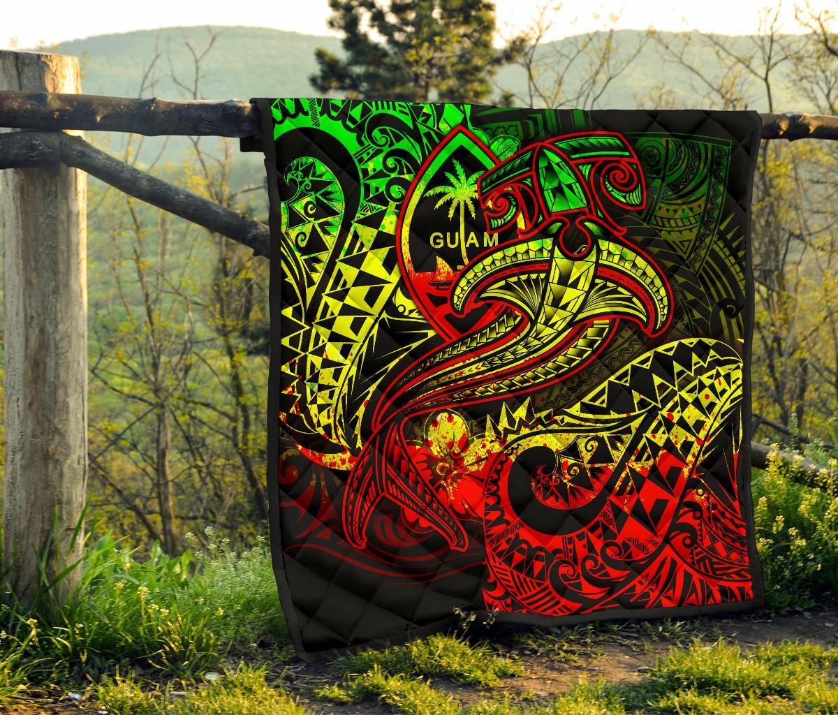 Guam Polynesian Premium Quilt - Reggae Shark Polynesian Tattoo - Polynesian Pride