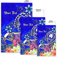 Pohnpei Custom Personalised Area Rug - Turtle Plumeria (Blue) - Polynesian Pride