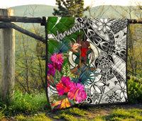 Vanuatu Premium Quilt White - Turtle Plumeria Banana Leaf - Polynesian Pride