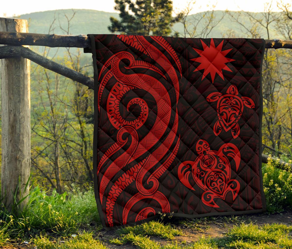 Nauru Premium Quilt - Red Tentacle Turtle - Polynesian Pride
