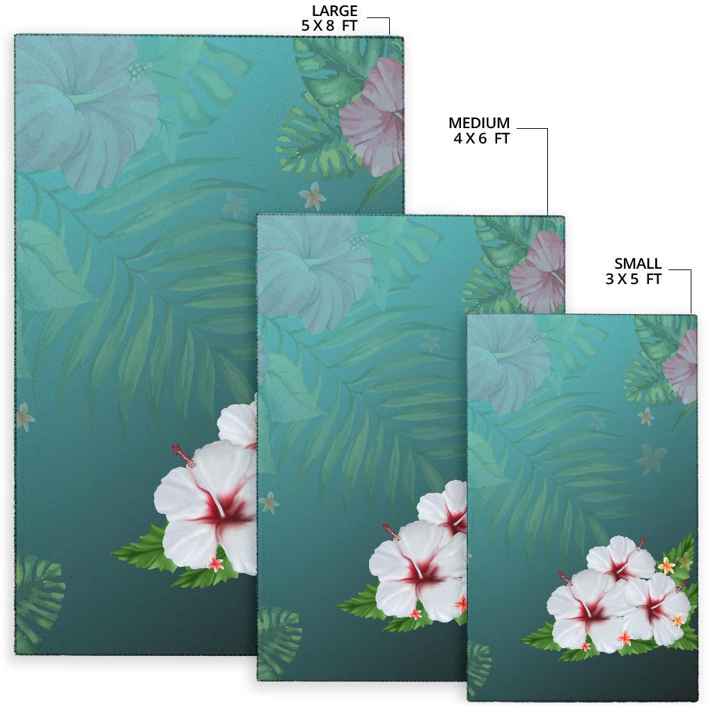 White Hibiscus Area Rug - Polynesian Pride