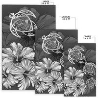 Hawaiian Map Hibiscus Flowers Vintage Polynesian Rug AH - Polynesian Pride