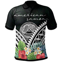American Samoa Polo Shirt Amerika Samoa Coat of Arms and Polynesian Tropical Flowers White Unisex White - Polynesian Pride