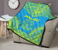 Palau Premium Quilt - Palau Seal Polynesian Chief BLue Version - Polynesian Pride